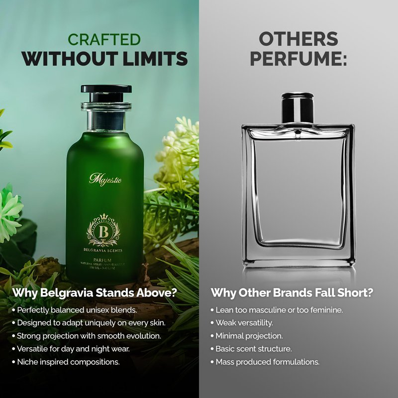 Belgravia Scents Majestic Unisex Eau De Parfum 100ml (3.4 oz) - Long-Lasting Fragrance For Men & Women Premium Oil-Based Vanilla & Agarwood Cologne With Musk & Sandalwood Luxury Arabian Perfume EDP