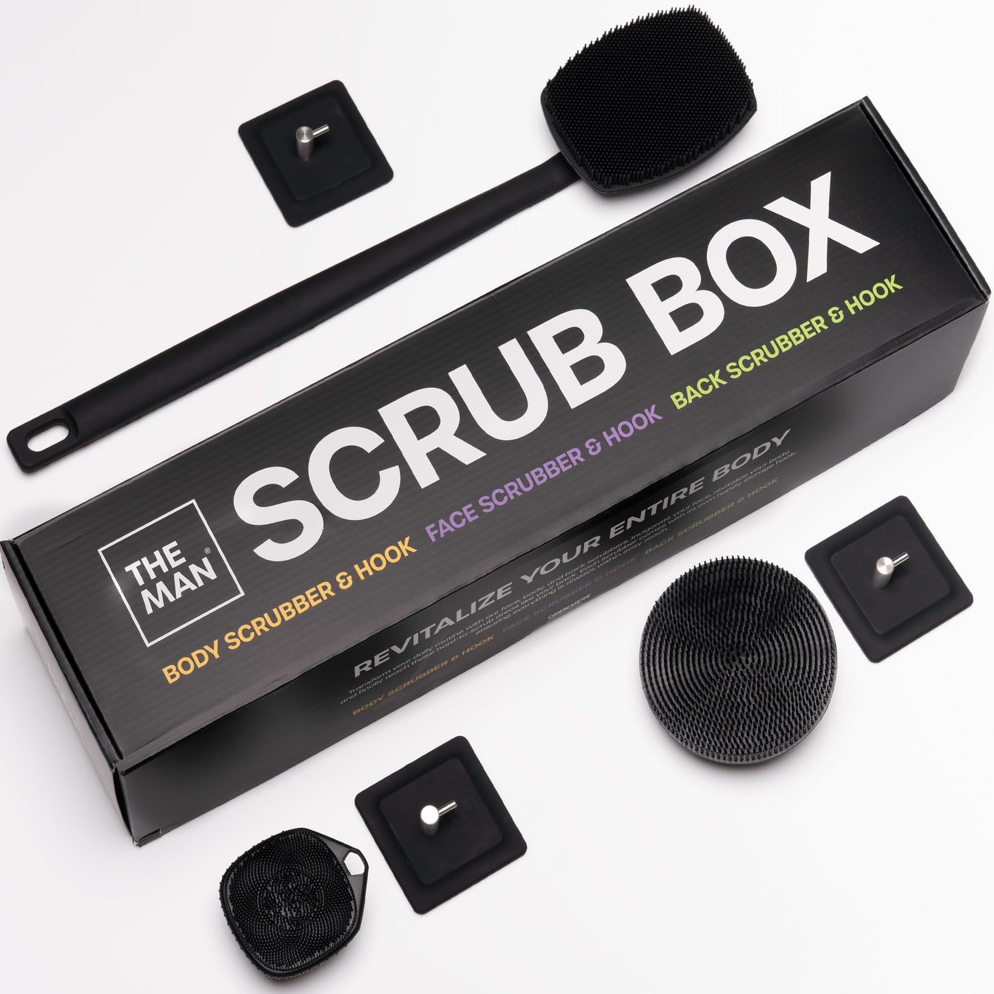 The Man Silicone Face Scrubber for Men - Gentle Exfoliator Face Massager - Removes Dead & Dry Skin - Facial Cleansing Brush (Scrub Box)