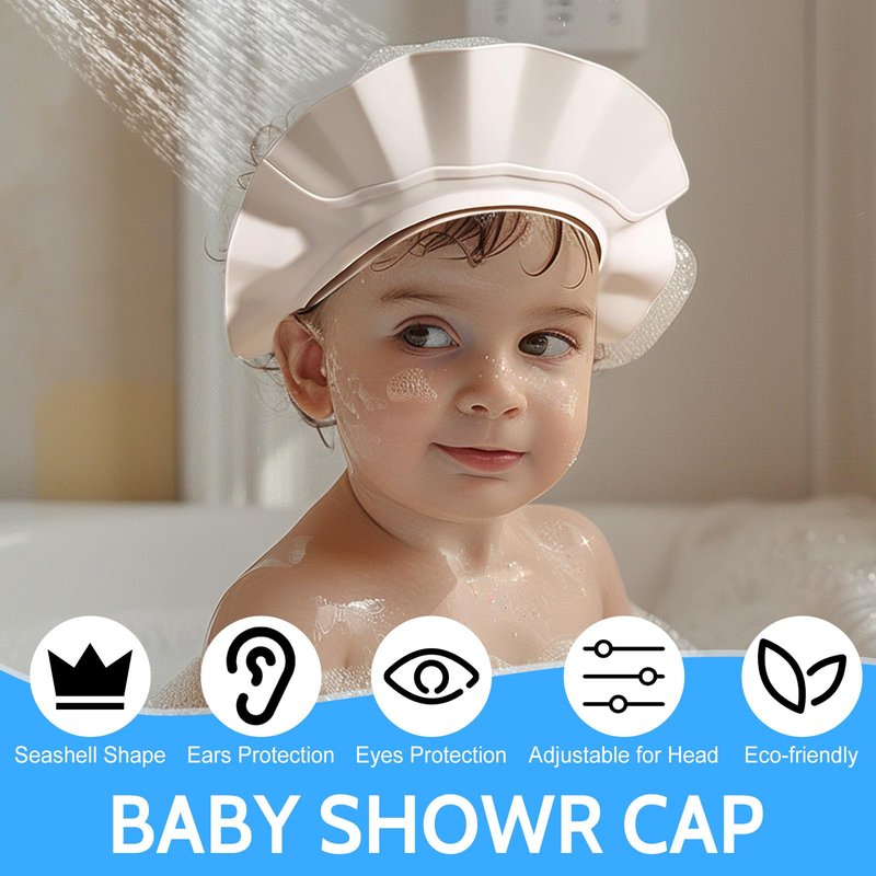 Shower Cap, Adjustable Bath Visor Hat, Shampoo Protection Shield for Kids, Toddlers, Children, Eye and Ear Guard，Makes the Bath More Fun