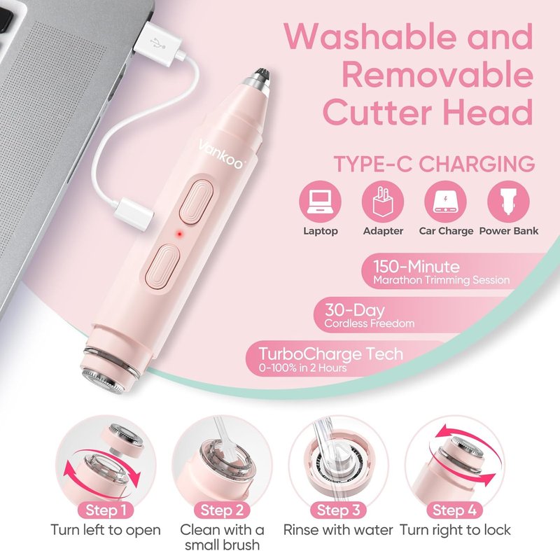 Skiennix Facial Hair Remover - 2-in-1 Eyebrow & Face Trimmer with LED Light - Rechargeable & Painless Hair Removal for Flawless Skin
