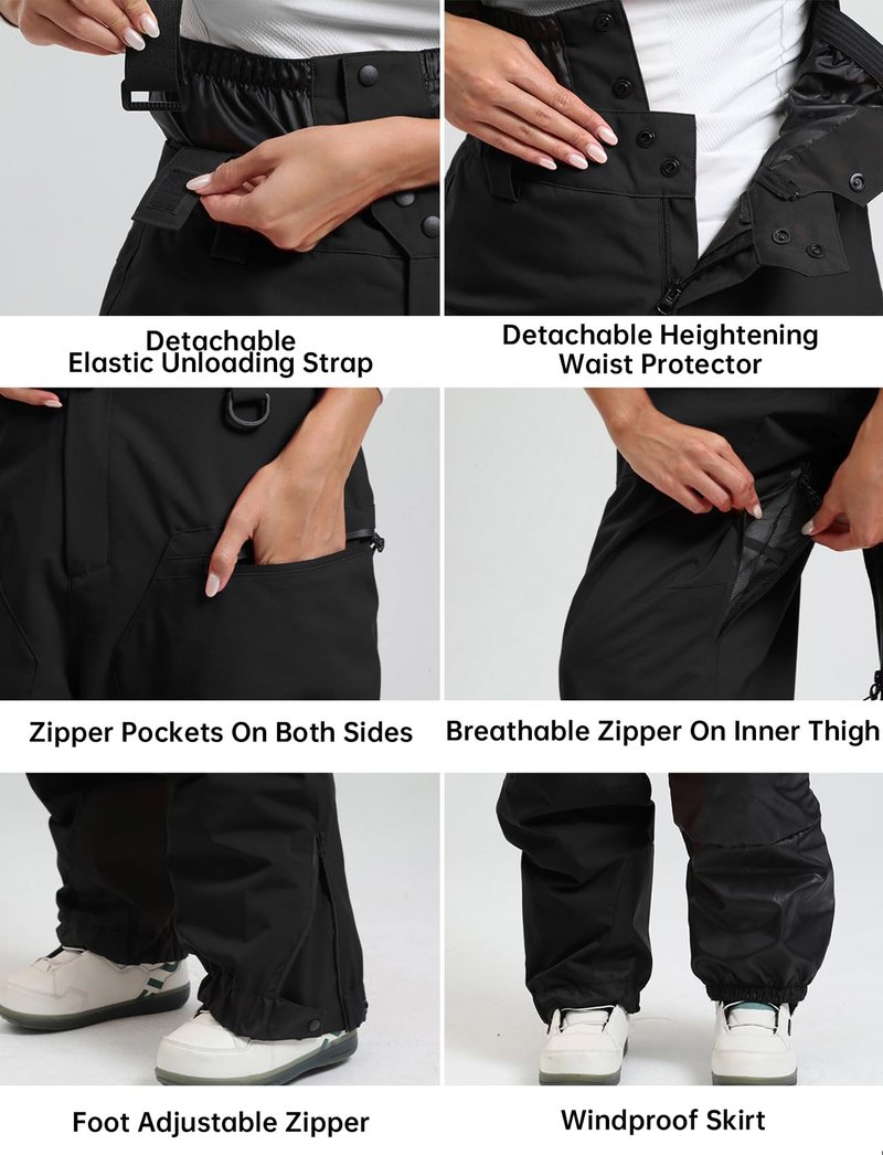 GSOU SNOW Womens Baggy Snowboard Pants Ski Bibs Snow Loose Overalls Waterproof Windproof Insulated Warm