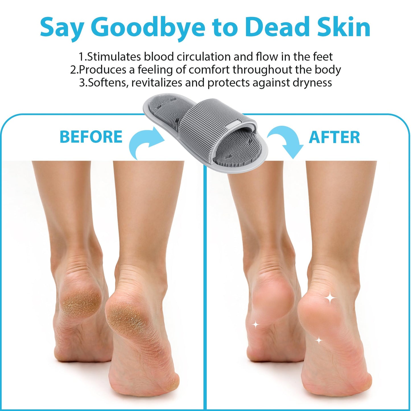 Enhon 2 Pack Shower Foot Scrubber, Silicone Foot Brush Cleaner with Non Slip Suction Cups, Clean, Exfoliate and Massage Feet No Bend in The Shower or Bath, Relax Your feet and Eliminate Fatigue