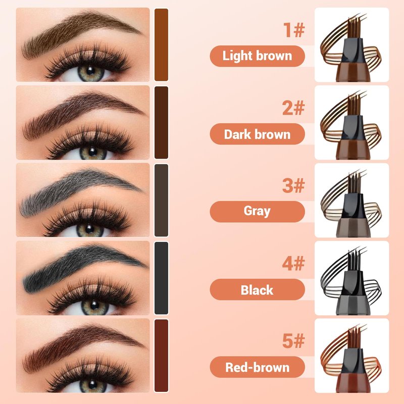 2Pcs Eyebrow Pencil, 2025 Upgrade 4 Tip Eye Brow Pen 3D Magic Eyebrow Tattoo Pencils, Long-Lasting Fine Stroke Microblade Eyebrow Pencil for Makeup Last All Day (Dark Brown)