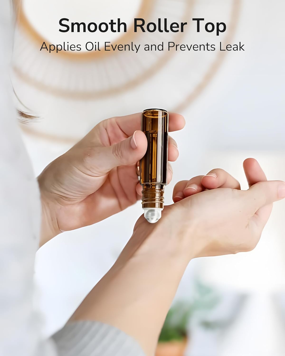 ULG 48-Pack Essential Oil Roller Bottles - 10ml Amber Bottles with Stainless Steel Roller Balls & Waterproof Labels