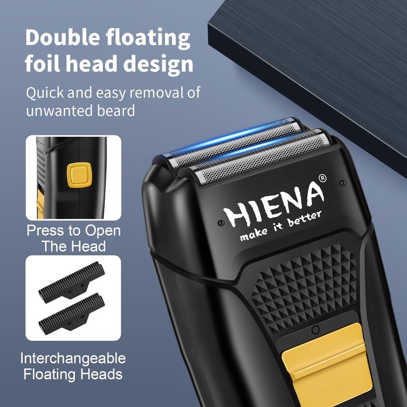 HIENA PRO Professional Hair Clipper Kit - Rechargeable Cordless Barber Set & Grooming Tools (Black)