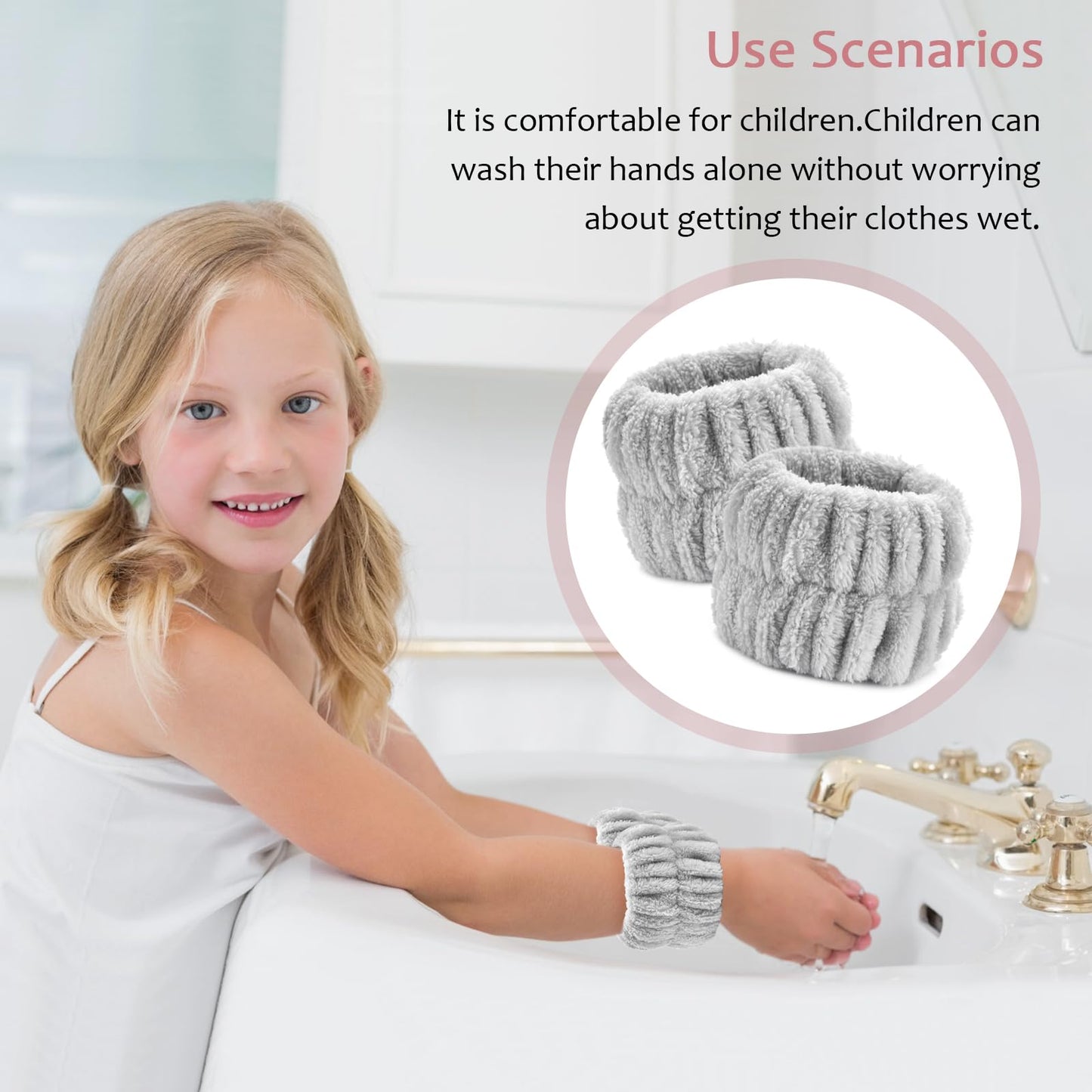 Wykodra 6pcs Wrist Bands for Washing Face, Absorbent Face Wash Wristbands, Arm Water Guards, Microfiber Spa Wash Band for Girls Prevent Water from Spilling Down Your Arms