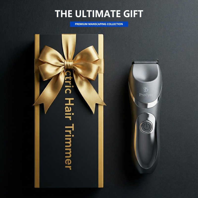 Predyee Men's Body and Groin Trimmer, Electric Manscaping Groomer with Skin-Friendly Ceramic Blade, LED Light, IPX7 Waterproof Wet/Dry Pubic Hair Shaver, USB-C Rechargeable Grooming Kit