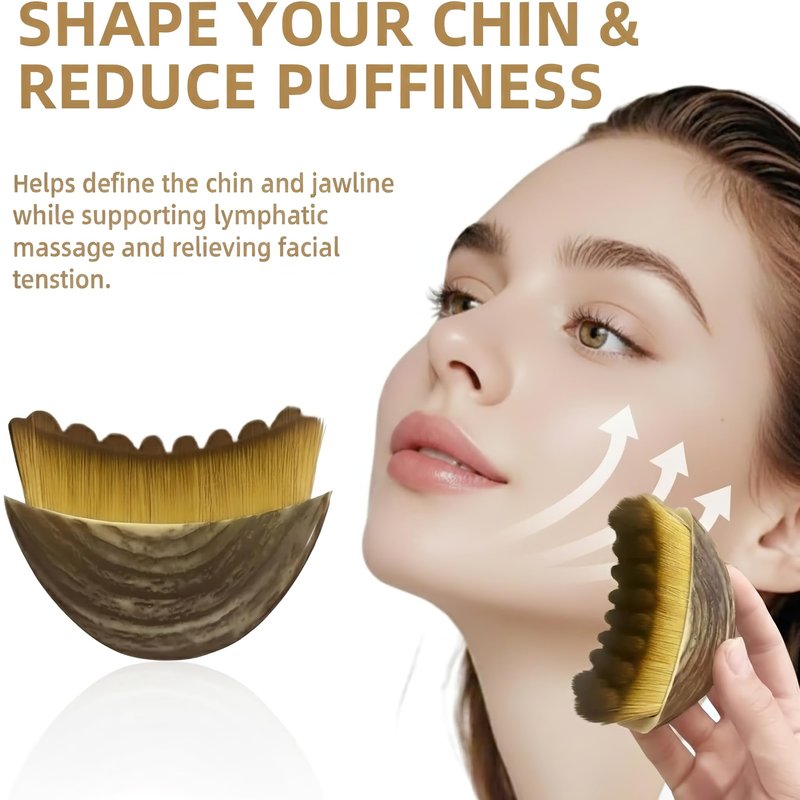 Ergonomic Lymphatic Contour Brush for Your Face – New Lymphatic Contour Face Brush for Depuffing, Facial Massage & Natural Face Sculpting, Soft Bristle Curved Design for Daily Facial Care.