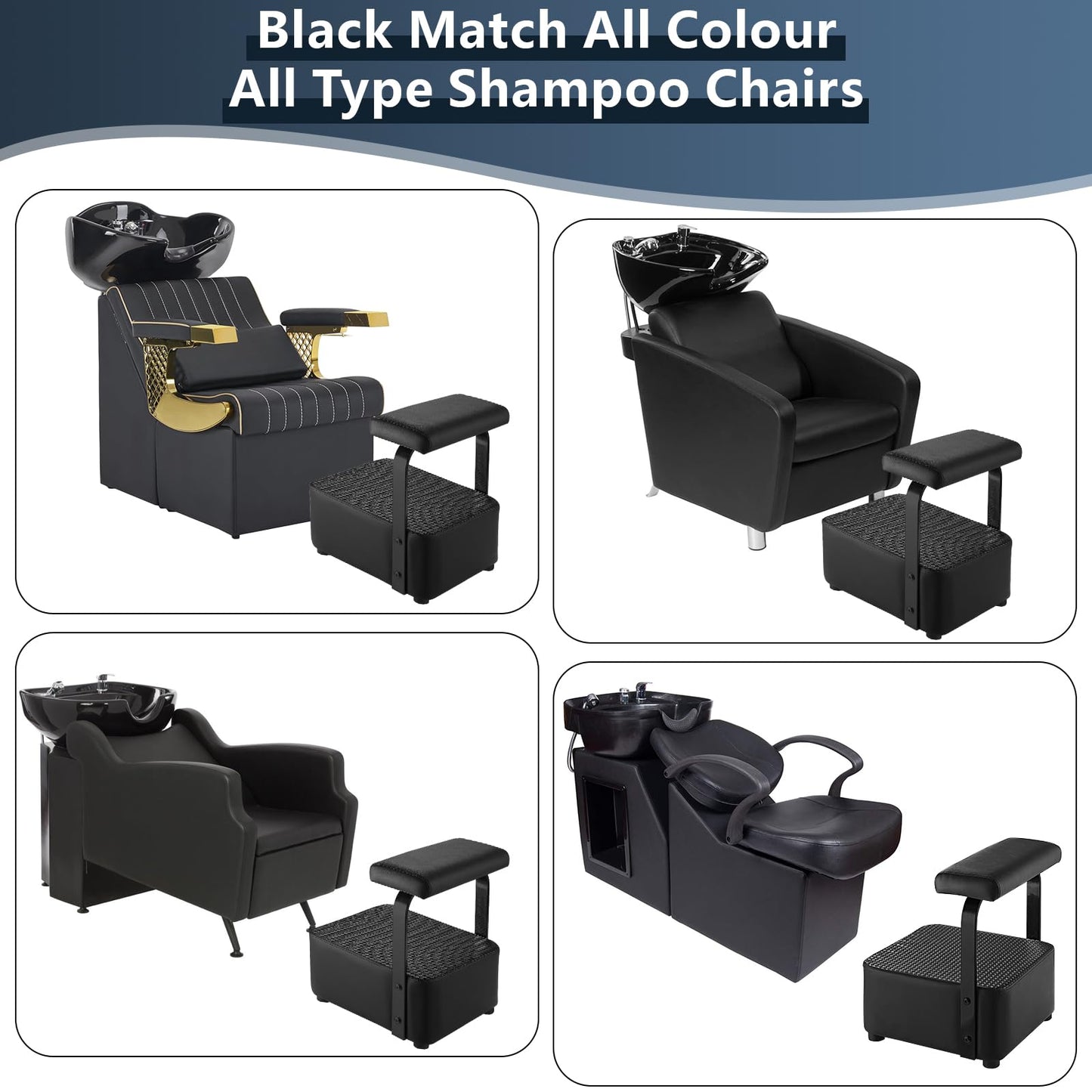 TONESLY Independent Footrest for Backwash Beauty Spa Shampoo Bowl and Chair Set,Footstool for Spa Beauty, Ottoman for Shampoo Station Chair in Salon and Spa (Black)