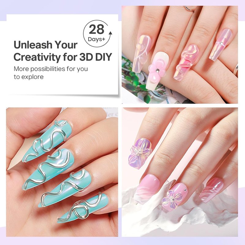 MIZHSE 3D Gel Nail Art Sculpting Gel - 60g Non-Sticky Clear Builder Gel for Nail Art Charms & Molding