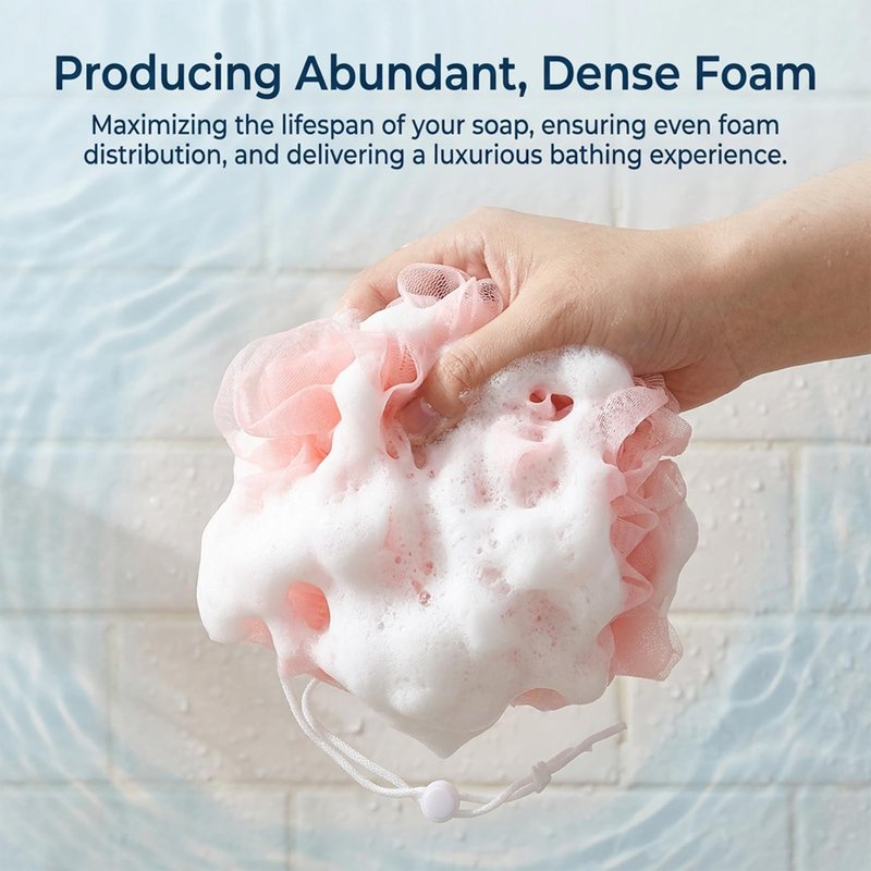 2 Pack Bar Soap Pouch Loofah 2 in 1 Bath Sponge Washable Bar Soap Loofah Washcloth Body Scrubber with Drawstring for Shower(White, Pink)
