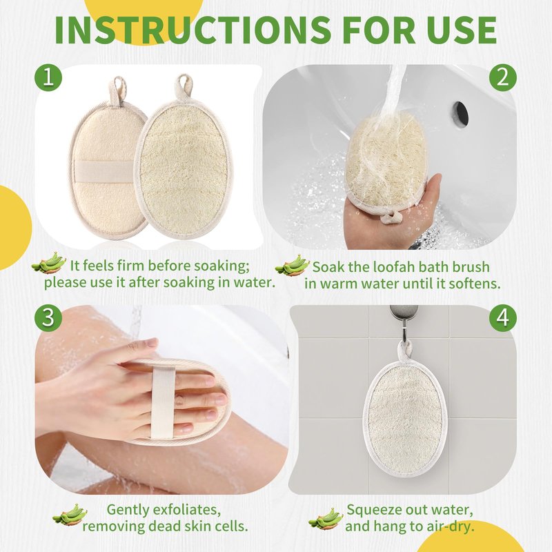 ÖkoStamm 6 Pack Natural Loofah Body Scrubber (6 Pack) - 6.2 * 4.3 Inch Exfoliating Loofah for Removing Dead Skin and Dry Skin, Large Size Loofah Body Sponge for Women and Men to Clean Pores
