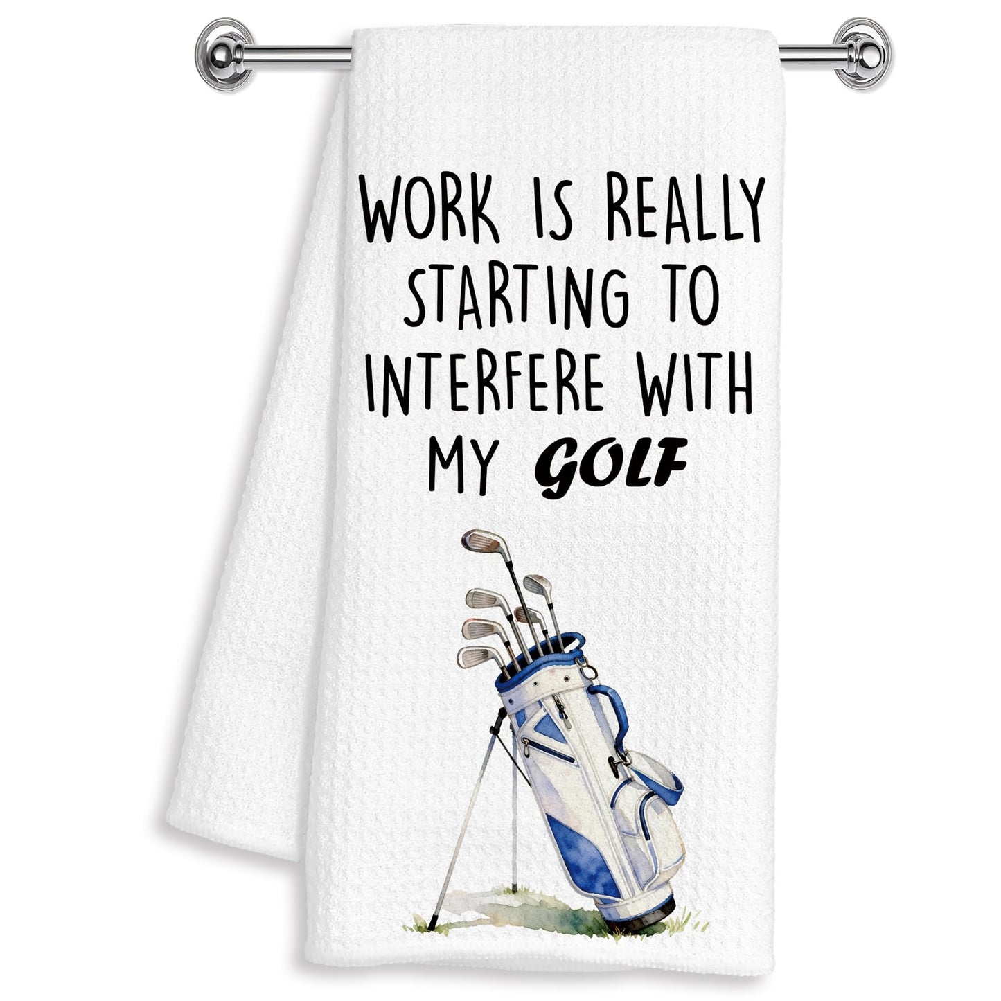 YXYBF Funny Golfing Gifts Hand Dish Tea Towels for Kitchen Bathroom Decor 16x24 Inches, Golf Lover Gifts, Work is Really Starting to Interfere with My Golf Kitchen Towels Decorative