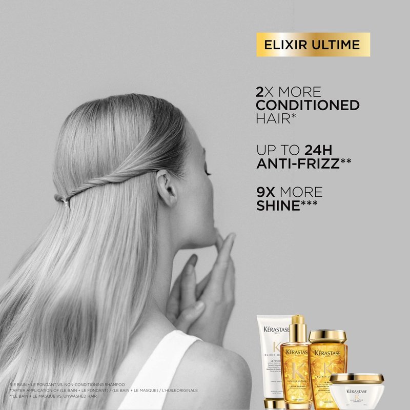 KERASTASE Elixir Ultime Le Bain Shampoo - Oil Inflused Hydrating Shampoo, Nourishes and Enhances Shine in Dry Hair, Instantly Softens and Smooths