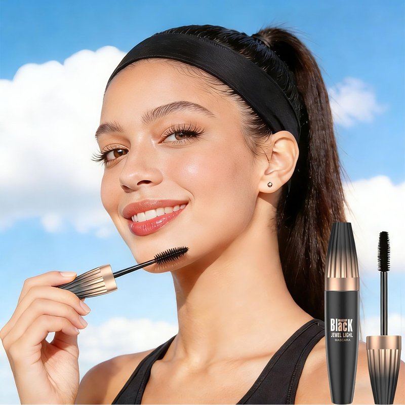 MOLAKS 4D Silk Fiber Black Mascara, Volume & Length Lengthening Curling, Waterproof Smudge-Proof Tubing Mascara, Natural Lash Extension Look