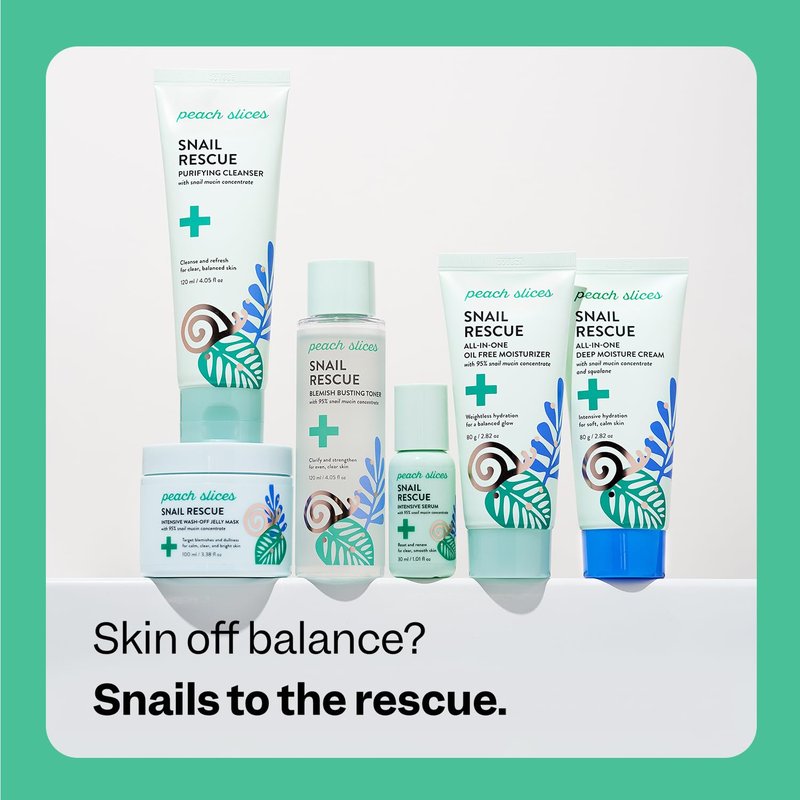 Peach Slices - Snail Rescue Blemish Busting Toner (4.05 oz) - 95% Snail Mucin Concentrate - Clarify, Strengthen, Balance - Hyaluronic Acid & CICA - Clean & Cruelty Free - Korean Skin Care & Beauty