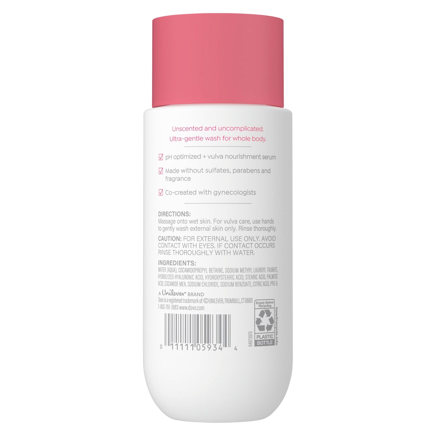 Dove Intimate Wash for Women - Gynecologist Tested Unscented Hydrating pH Optimized Feminine Wash For Sensitive Skin, 8 oz