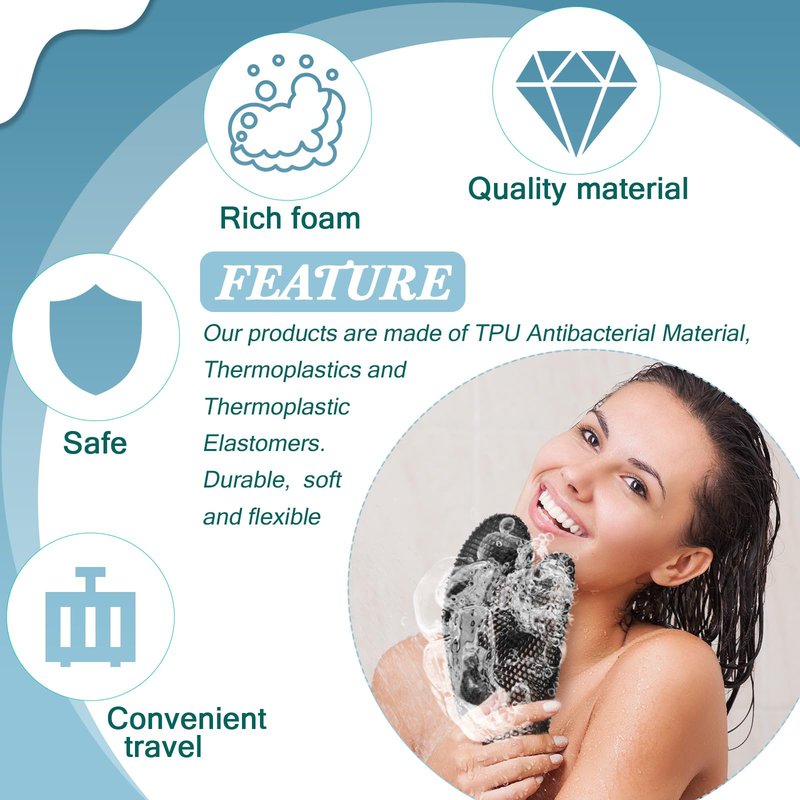 Karenhi 2 Pcs Honeycomb Exfoliating Glove Bath Mitt Body Spa Scrubber, Honeycomb Exfoliator Glove for Body Shower, Scrubber Sponge Shower Loofah, Quick Drying (Black,Grey)