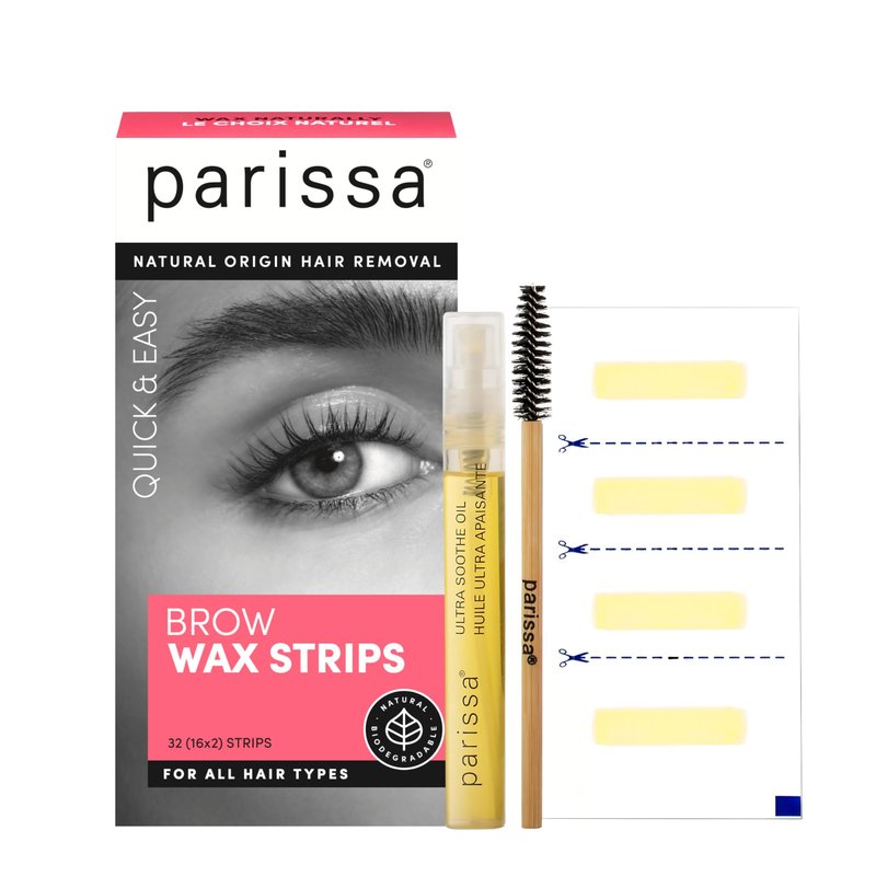 Parissa Natural Brow Wax Strips | Beginner-Friendly & Fragrance-Free | Ready-to-Use Eyebrow Waxing for Sensitive Skin | 32 Strips (16 x 2)