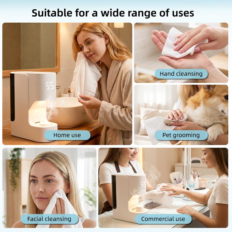 MagiBuboo Hot Towel Warmer with Voice Alert,5s Fast Heating Hot towel machine with 20 towels,Hot Towel Dispenser Constant 55°C (131°F) Temperature Control,Auto Dispensing Hot towel warmer for spa