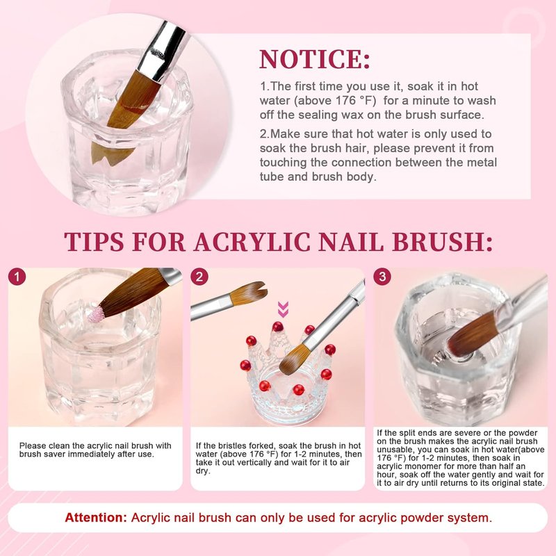 SAVILAND Kolinsky Acrylic Nail Brush Set - Professional Brushes for Acrylic Powder & 3D Art | Sizes 8/10/12/14