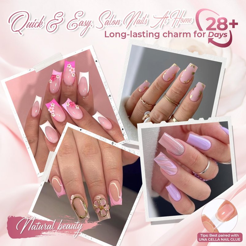 Medium Square Gel Nail Tips - Half Matte Full Cover Acrylic | 312pcs, 12 Sizes for DIY Nail Art