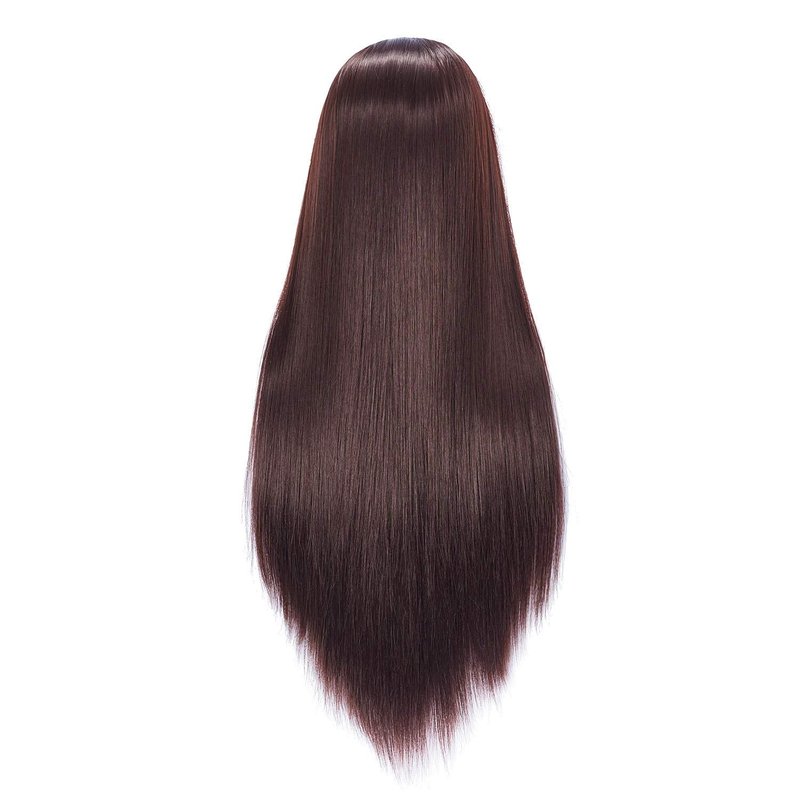 Hairingrid 26"-28" Mannequin Head Hair Styling Training Head Manikin Cosmetology Doll Head Synthetic Fiber Hair and Free Clamp Holder Stand (Dark brown)