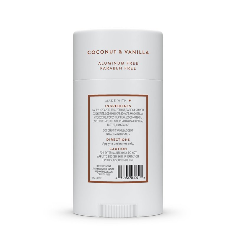 Native Deodorant Contains Naturally Derived Ingredients, 72 Hour Odor Control, Deodorant for Women and Men, Aluminum Free, Coconut & Vanilla 2.65oz