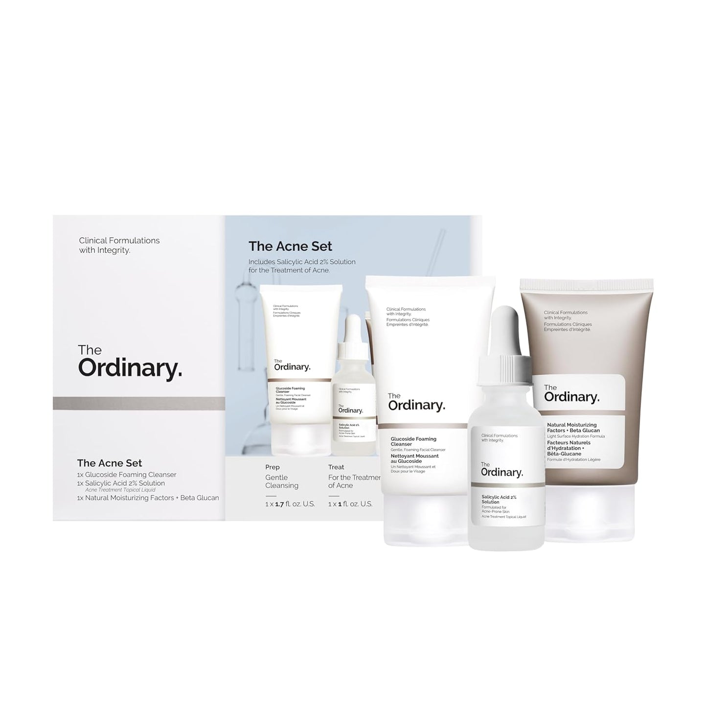 The Ordinary Acne Set - 3-Step Skin Regimen with Cleanser, Salicylic Acid & Moisturizer | Clear Skin Solution