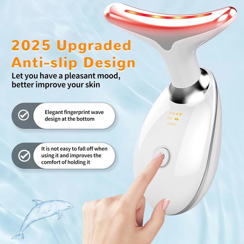 Skiennix Facial Beauty Device - Triple Action LED Face Massager with 7 Color Options | Glossy White