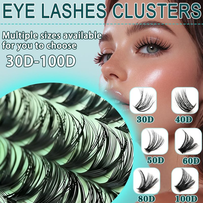 FebFeb Lash Clusters Kit 640pcs Wispy Lash Clusters 30D+40D Eyelash Clusters D Curl Individual Lash Extensions Natural 9-16mm with Bond & Seal, Brush, Tweezers