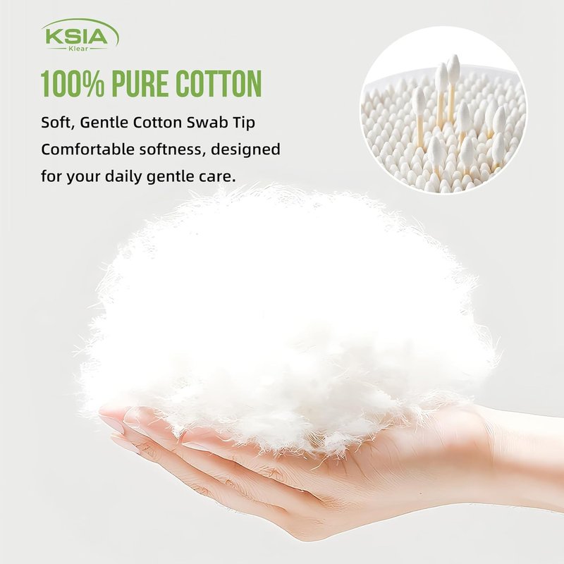 Klear Cotton Swabs - 500 Count Double-Tipped Buds for Makeup, Ears & Cleaning | Strong Wooden Sticks