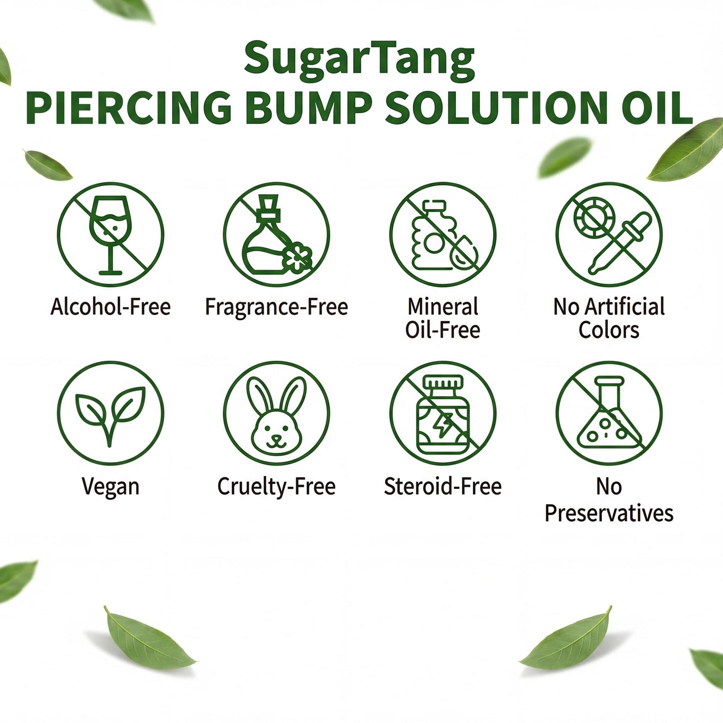 SugarTang Piercing Bump Solution Oil with Natural Jojoba Rosehip Tea Tree, Nose Stud and Downsizing Earrings Studs,Gentle Aftercare for Bumps,Curved Dropper 20ml 1bottle
