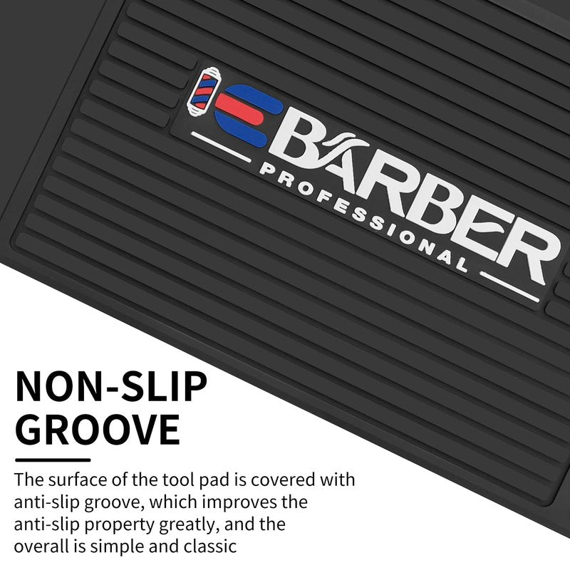 IEBARBER Magnetic Barber Mat for Station Barber Organizer Mat for Clipper Salon Station Tools with 4 Slots for Clippers Salon Barbershop Work Station Pads Anti Slip(4 Slots)