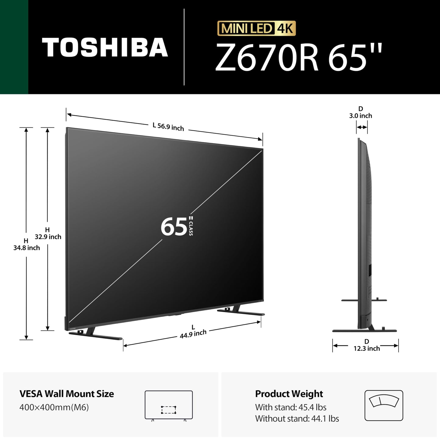 Toshiba 65" Class Z670R Series Mini-LED 4K UHD Smart Fire TV (65Z670R, 2026 New) - QLED, Native 144Hz, HDR10+, Dolby Vision IQ, REGZA Engine Zri, Dolby Atmos, Game Mode Pro, ALLM, Alexa Built-in