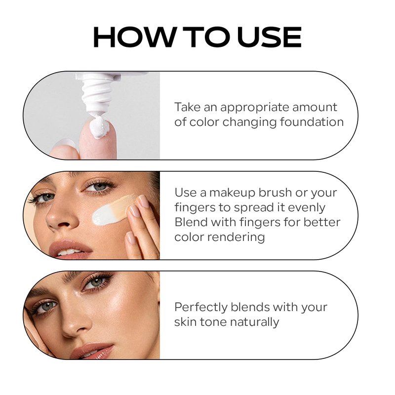 KYDA Color Changing Foundation, Skin Tone Matching Liquid Foundation, Moisturizing Dewy Finish Base Makeup, Medium to Full Coverage, Hydrating Blendable Creamy Formula for All Skin Tones, #200