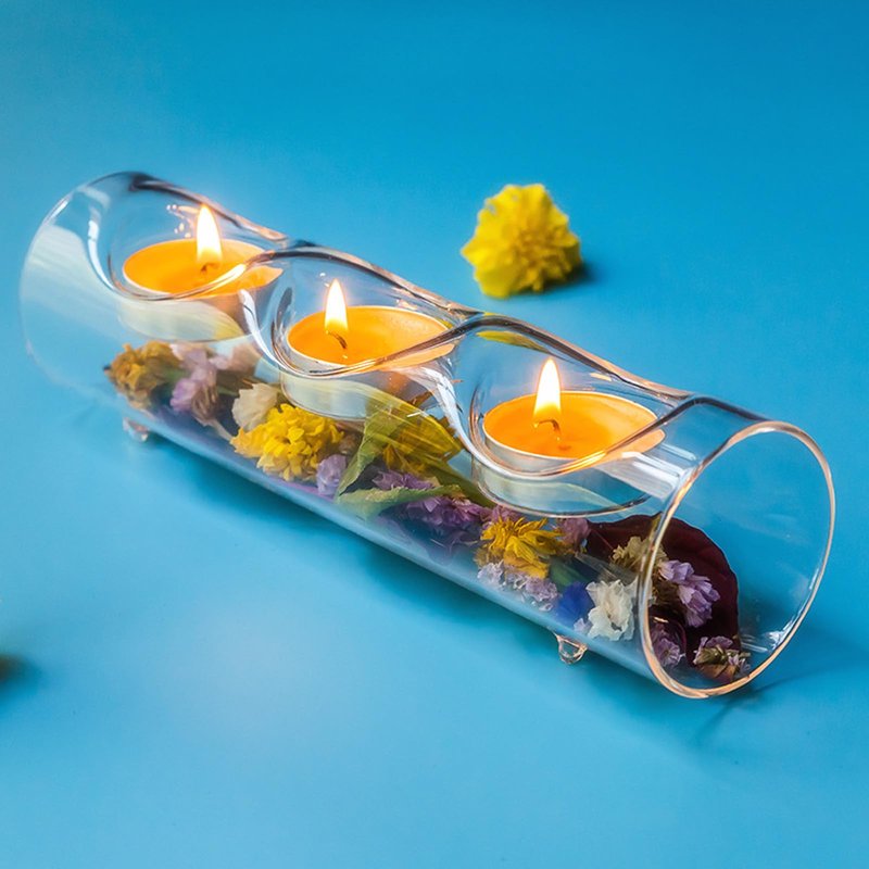 GIYDNEI 1-5 Holes Clear Candle Holders, Crystal Glass Tealight Candlestick Holders for Aromatherapy Wedding Party Home Decor Table Centerpieces,Clear,4 Holes