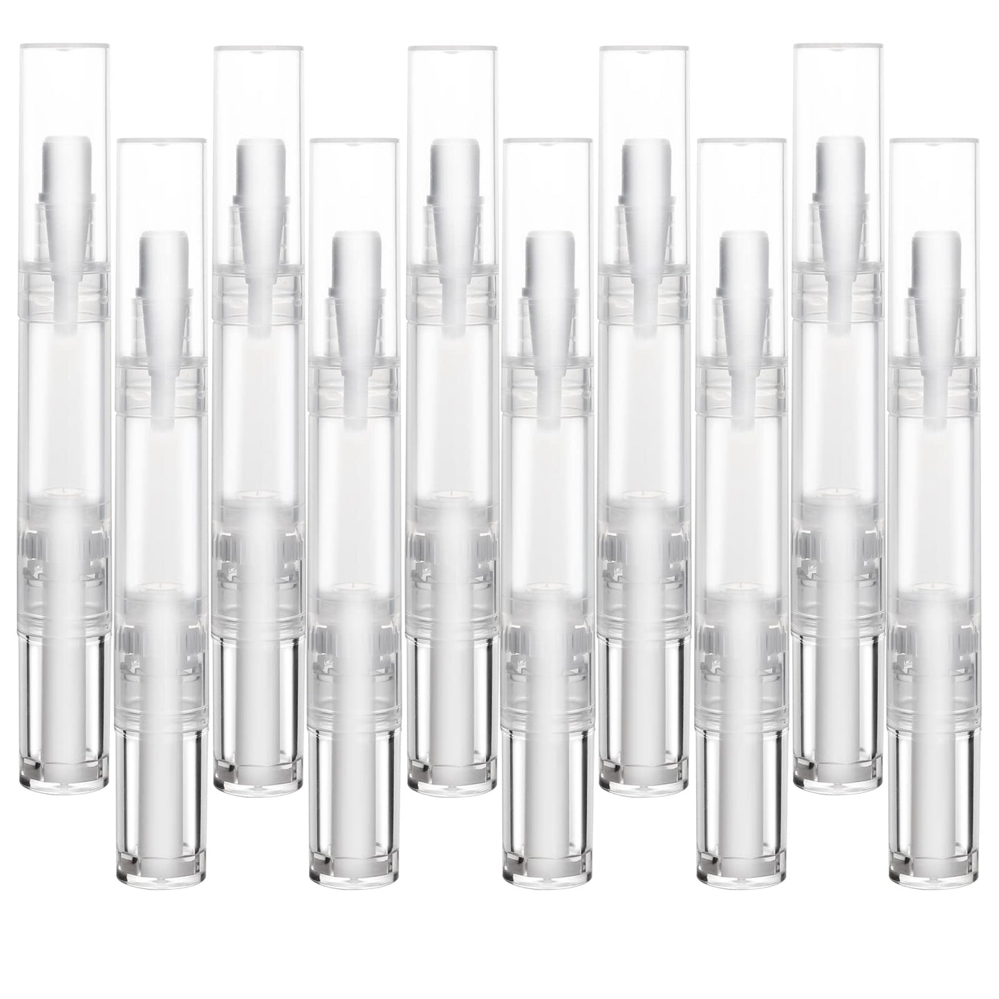 UPZIGS 10 pcs 5ml Empty Cuticle Oil Pen, Nail Oil Twist Pen with Brush, Eyelash Growth Liquid Tube, Cosmetic Lip Gloss Container