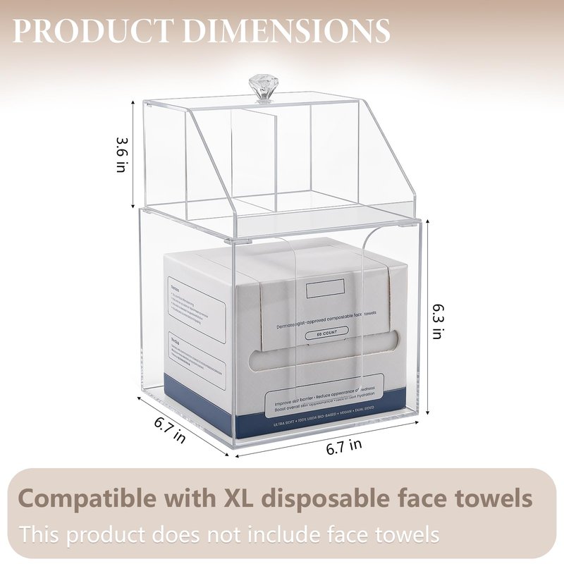 Anyoifax Disposable Facial Towels Storage Compatible with Clean Skin Club Clean Towel XL Double Layer Acrylic Box Cotton Pads Container Qtip Bin Face Towelettes Holder for Bathroom Counter, Clear