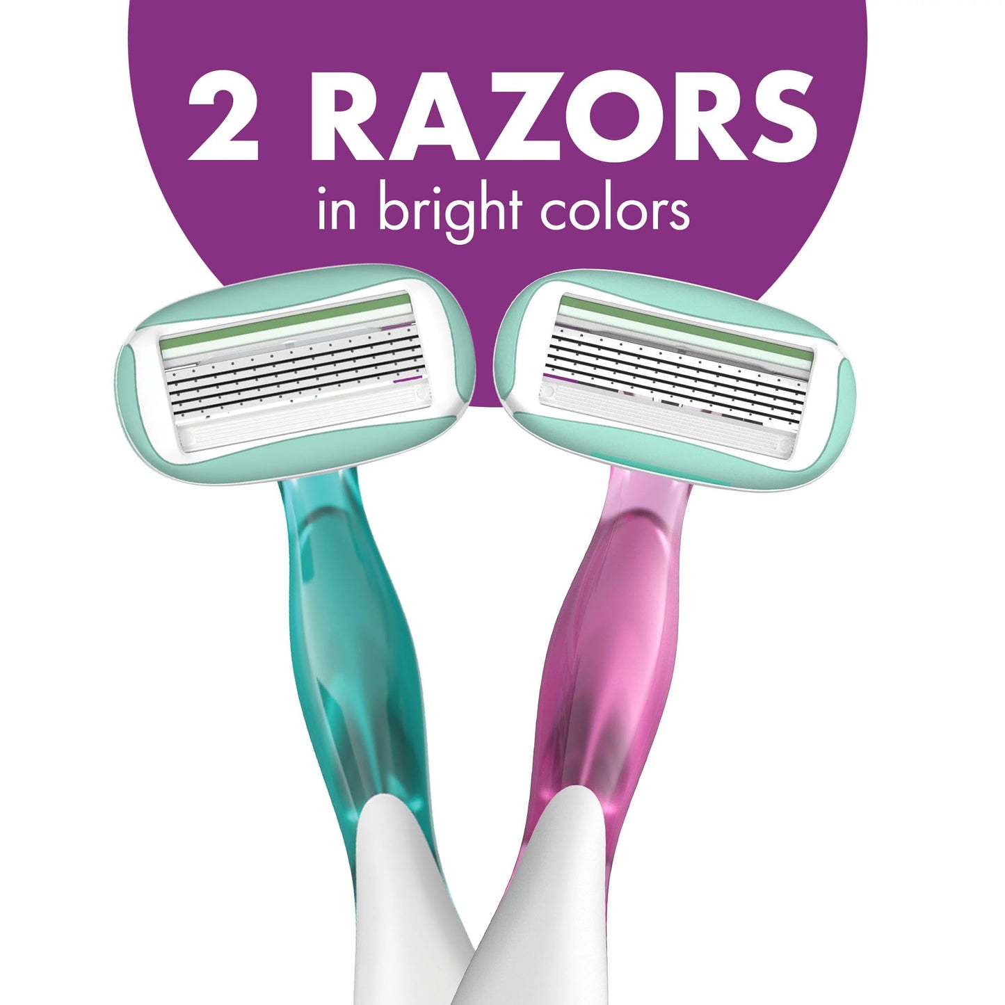 BIC Soleil 5 Sensitive Women's Disposable Razors With 360 Degree Moisture Strips For Enhanced Glide, Shaving Razors With 5 Blades, 2 Count