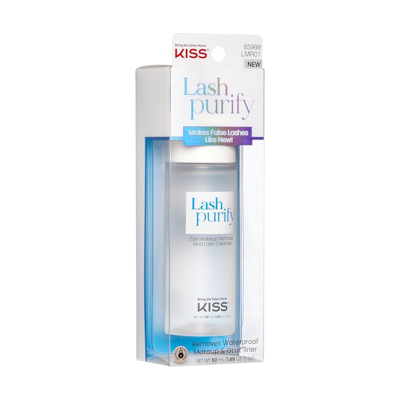 KISS Lash Purify Eye Makeup Remover - Gentle 3-in-1 Formula for Lash Glue & Waterproof Makeup, 50 ml