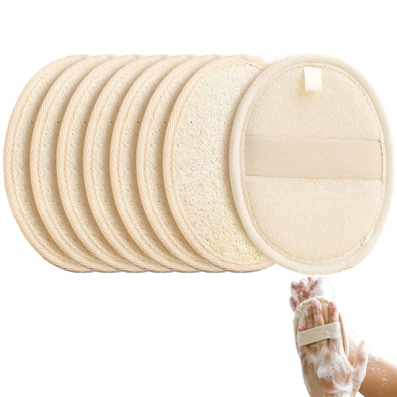 FYRLFB Loofah Sponge Pads & Body Sponges Scrubber, Natural Loofah Exfoliating Body Scrubber for Men and Women, Luffa Sponge to Clean & Relax Your Body Deeply (8 Pack)