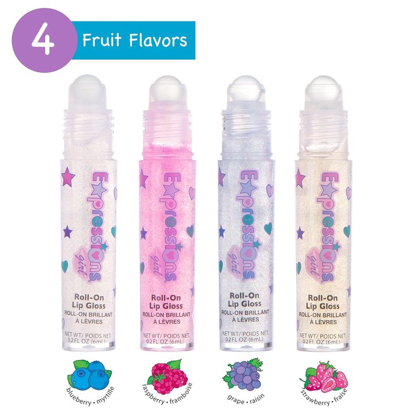 Skiennix 12pc Fruit Flavored Lip Gloss Necklace Set - Non-Toxic Wearable Gloss | Perfect Party Favors for Kids & Teens