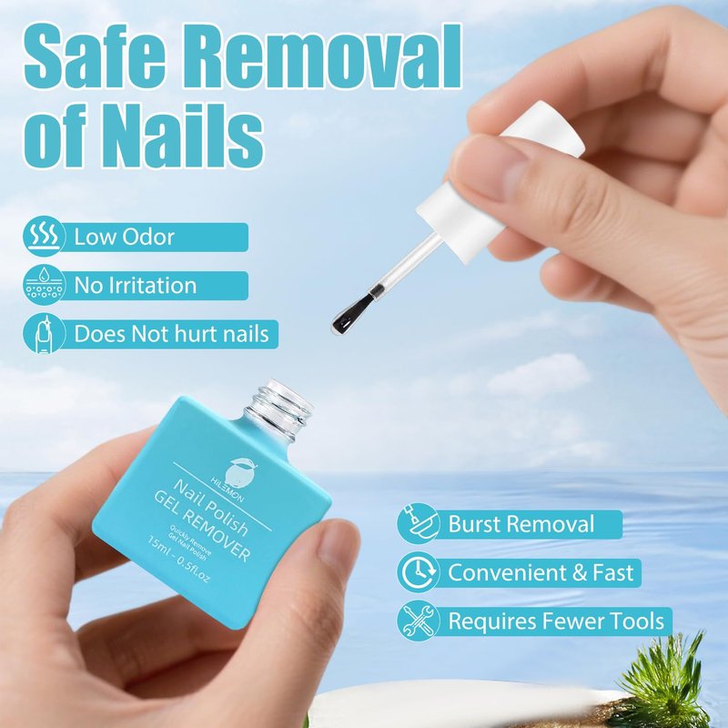 Quick Gel Nail Polish Remover - Easy 3-Minute Formula, No Soaking Required | 15ml, 2-Pack