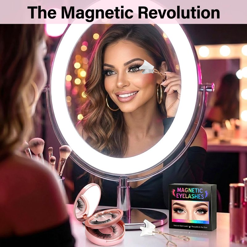 Magnetic Eyelashes, Light Weight Natural Look False Eyelashes with Applicator, Reusable & No Glue Needed