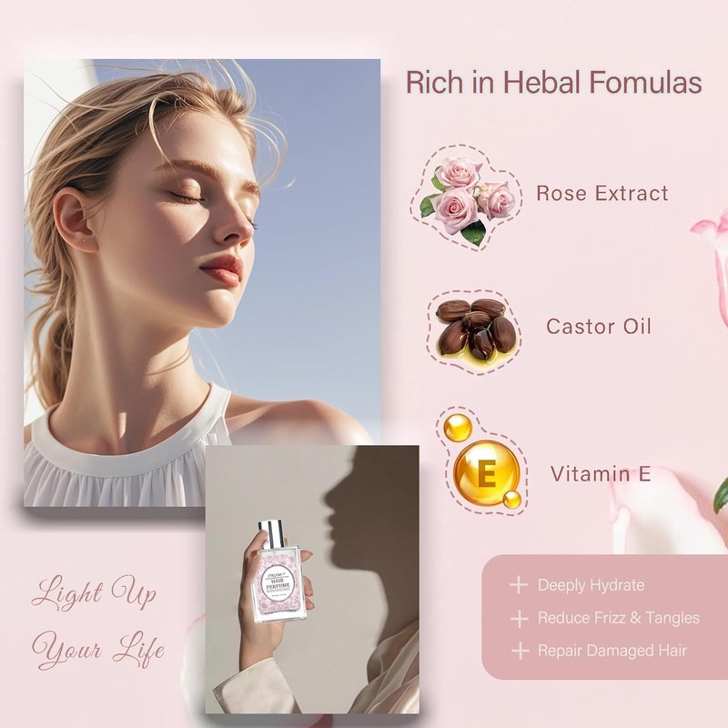Hair Perfume for Women - Long Lasting Pheromone Mist | Romantic Rose Scent, Hydrates & Nourishes, 50ML