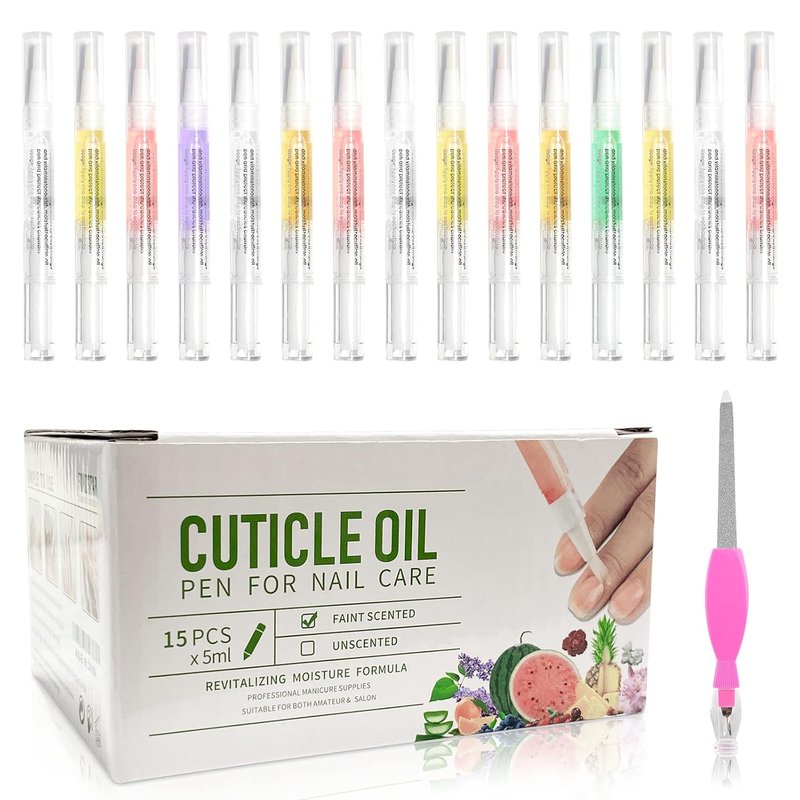 Skiennix Cuticle Oil Pen Set - 15pcs Professional Nail Care Kit for Revitalizing Dry Cuticles