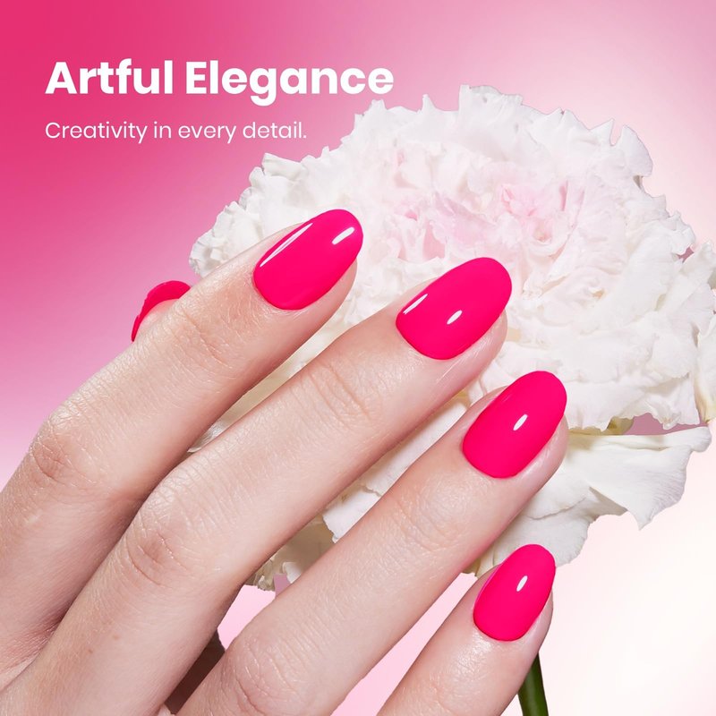 Beetles Hot Pink Gel Polish - Wild Tulips 15ML/0.51FlOz, Neon Pink Gel Polish, Same Color Same Bottle STAY SHINING Series, Soak Off UV LED Lamp Nails Art Manicure Salon DIY Home Spring & Summer Nails
