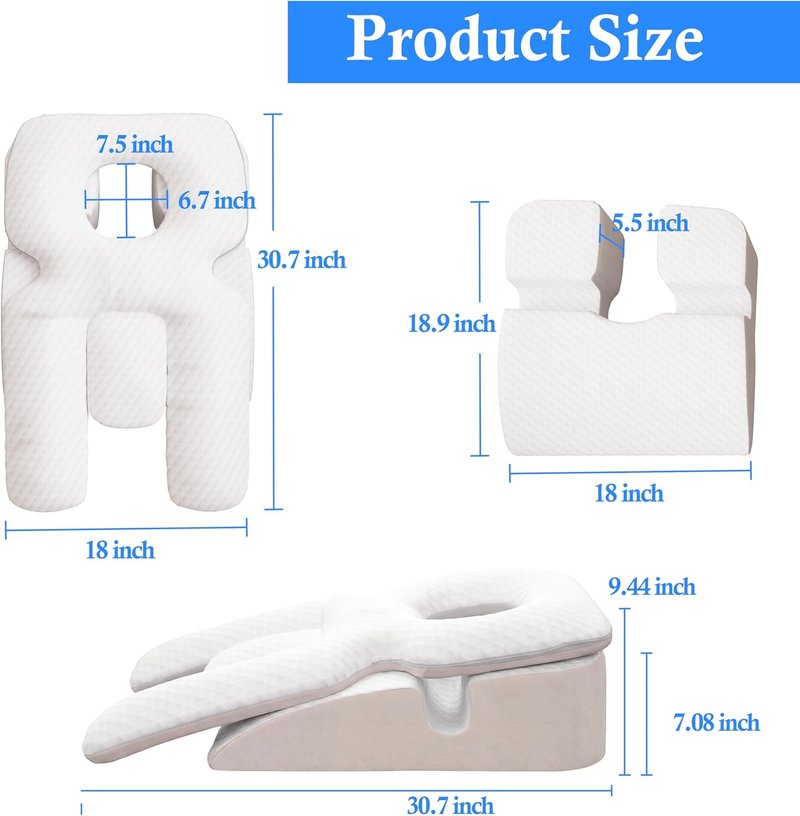 Face Down Pillow,Face Down Pillow After Eye Surgery, BBL Pillow After Surgery Stomach Sleeping Pillow, Home Pillows Faces Down with Shredded Memory Foam and Removable Cover