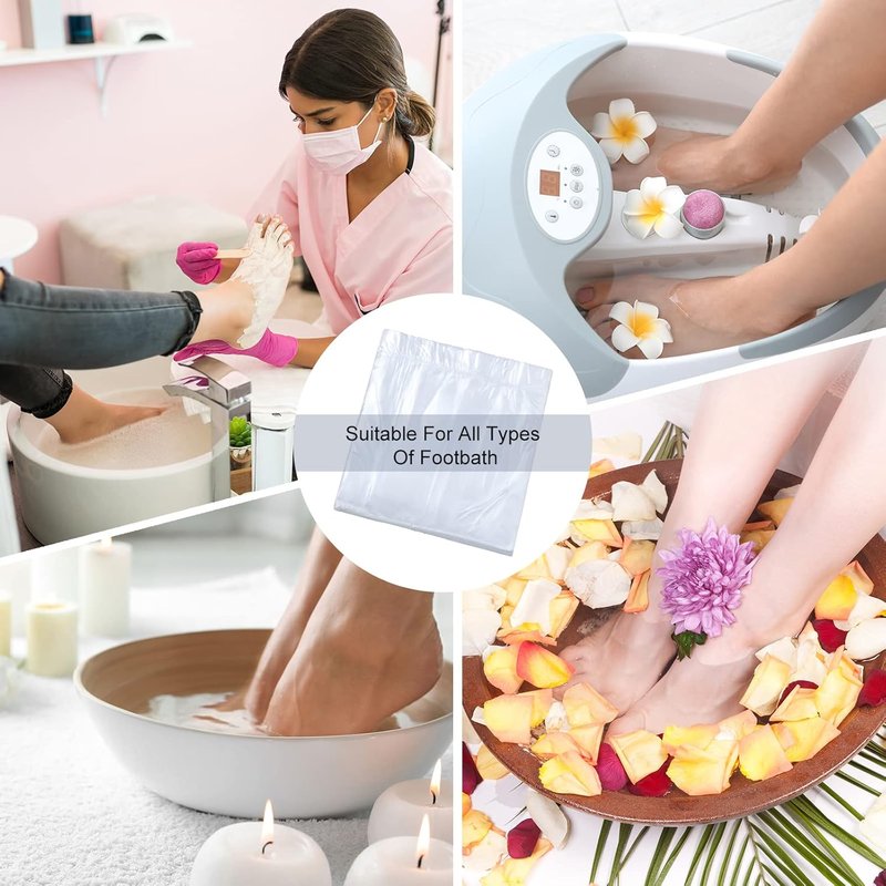 Disposable Foot Tub Liners - 100 Pcs Portable Bath Bags for Spa & Home Use | 25 x 23 Inches